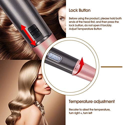 Olaney Plancha de Pelo Profesional, Alisador y Rizador 2 en 1, Curl & Straight, Multifunción Temperatura Ajustable 100°C-230°C Pantalla LCD, para Todo Tipo de Cabellos, Cerámica, Viaje