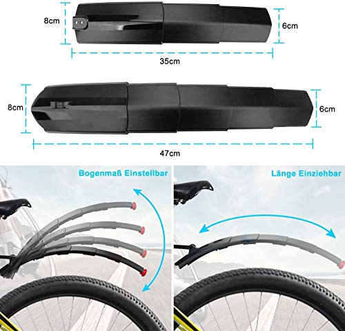 OMZGXGOD su ma Guardabarros Bicicleta, Guardabarros Retráctil para Bicicleta, MTB Guardabarros, Juego de Mudguard de Bicicleta, General Guardabarros para MTB y VTT, Guardabarros Set Ciclismo