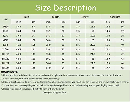 OMZIN Mujeres del Verano Tallas Grandes Vestidos de Verano Casual Algodón de Manga Corta, Manga Corta, Cuello en V y Camiseta Larga,Rosa Roja,M