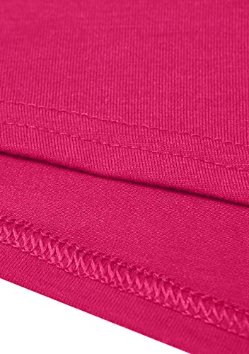 OMZIN Mujeres del Verano Tallas Grandes Vestidos de Verano Casual Algodón de Manga Corta, Manga Corta, Cuello en V y Camiseta Larga,Rosa Roja,M