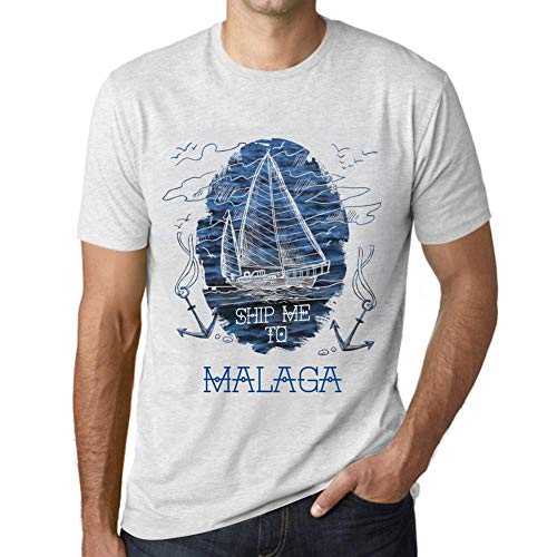 One in the City Hombre Camiseta Vintage T-Shirt Gráfico Ship Me To Malaga Blanco Moteado