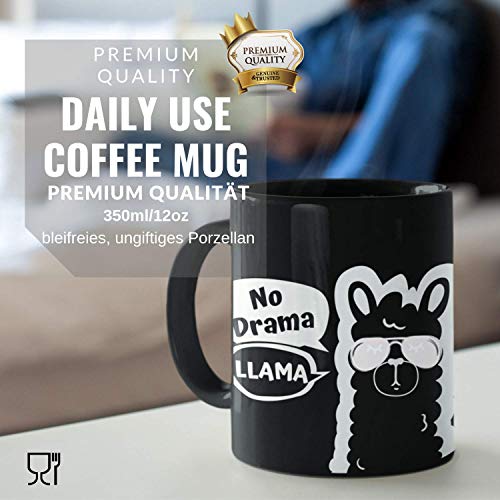 Onebttl Taza para Café Divertida ‘No Drama Llama’ Taza para Café Sensible al Calor para Usted y Sus Seres Queridos. Taza Mágica con Cambio de Color 11 oz/ 300ml, ¡Bono de Rastreador Llama de Hábitos!