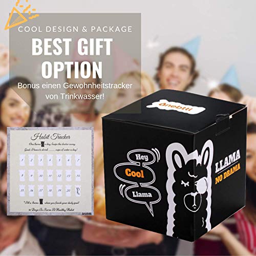 Onebttl Taza para Café Divertida ‘No Drama Llama’ Taza para Café Sensible al Calor para Usted y Sus Seres Queridos. Taza Mágica con Cambio de Color 11 oz/ 300ml, ¡Bono de Rastreador Llama de Hábitos!