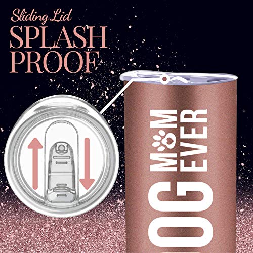 Onebttl Vaso de Vino para Mamá de Perro Regalos para Amantes de Perros para Mujeres, Vaso Divertido 590ml Acero Inoxidable Aislado con Tapa para Amantes de Perros, Compañeras de Trabajo, Hija, Esposa