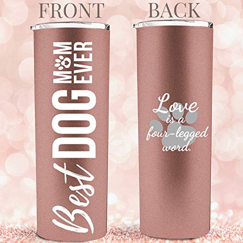 Onebttl Vaso de Vino para Mamá de Perro Regalos para Amantes de Perros para Mujeres, Vaso Divertido 590ml Acero Inoxidable Aislado con Tapa para Amantes de Perros, Compañeras de Trabajo, Hija, Esposa