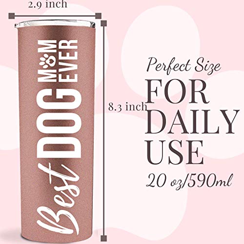 Onebttl Vaso de Vino para Mamá de Perro Regalos para Amantes de Perros para Mujeres, Vaso Divertido 590ml Acero Inoxidable Aislado con Tapa para Amantes de Perros, Compañeras de Trabajo, Hija, Esposa