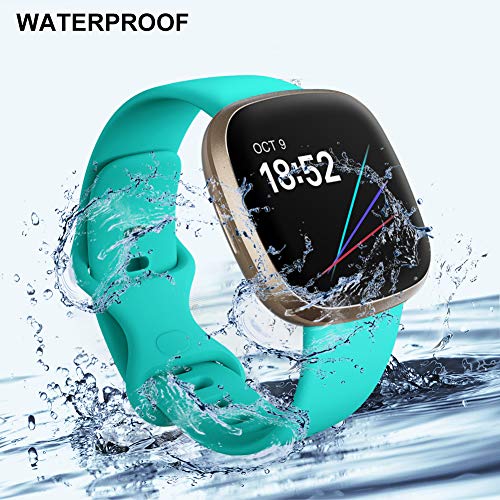 Onedream Correa Compatible para Fitbit Versa 3/ Sense Pulsera para Mujer Hombre, Silicona Reemplazo Deportivo Accesorios Banda Correas Compatible para Fitbit Sense/Versa 3 Verde Azulado S