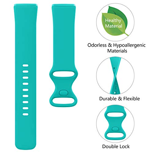 Onedream Correa Compatible para Fitbit Versa 3/ Sense Pulsera para Mujer Hombre, Silicona Reemplazo Deportivo Accesorios Banda Correas Compatible para Fitbit Sense/Versa 3 Verde Azulado S