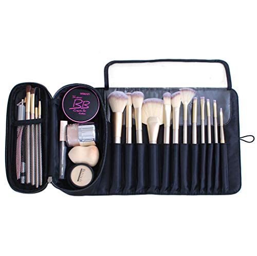 ONEGenug Bolsa de almacenamiento de pincel de maquillaje multifuncional - Bolsa de cosméticos con 12 bolsillos portaescobillas Bolso de cosméticos Organizador de viajes