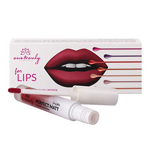 One&Only Mate Liquid Lipstick mate, pintalabios mate, pintalabios líquido, color completo, maquillaje, producto de maquillaje femenino (No. 13 Cherry Red)