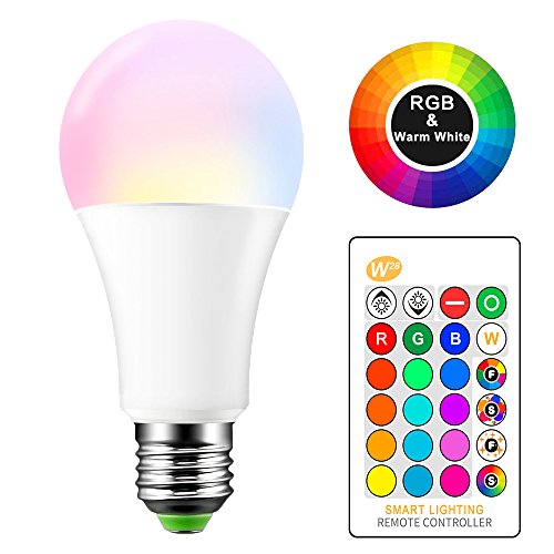 ONEVER 15W RGBW LED E27 Cambio de color Ambiente de la l¡§?mpara de iluminaci¡§n LED Bar KTV luces decorativas del estrobosc¡§pico del flash de fundido modo RGB + blanco c¡§?lido