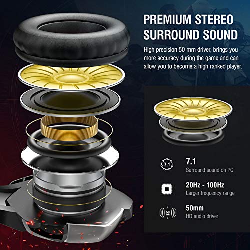 ONIKUMA - Auriculares para Videojuegos para PS4, Sonido Envolvente, Cascos con micrófono, luz LED, para Xbox One, Ordenador, portátil, Mac