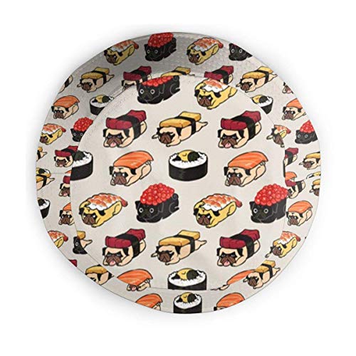 ONLED Sombrero de cubo plegable reversible Sushi Pugs impresión Sombrero pescador Cap Camping Pesca Safari para Hombres Mujeres Negro