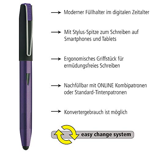 Online 26006 / 3D Switch Plus Pluma estilográfica (punta fina), color violeta