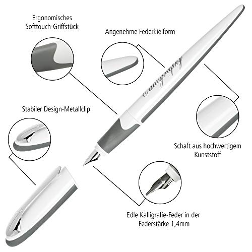ONLINE - Juego de caligrafía a mano | 10 bolígrafos calli.Brush, pluma de escritura, diario de escritura a mano, cuaderno, cartuchos de tinta de colores, estuche de lino | idea de regalo