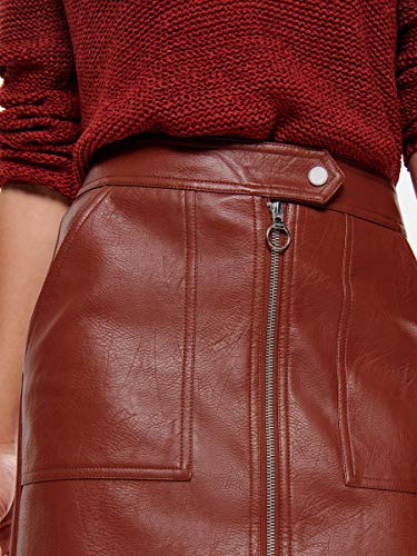 Only Onlabigail Faux Leather Skirt Otw Falda, Burnt Henna, 42 para Mujer