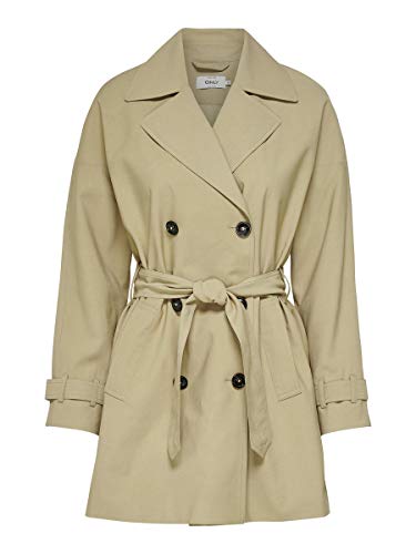 Only onlEMILIA SHORT TRENCHCOAT CC OTW Abrigo, Beige (Incense Incense), S para Mujer