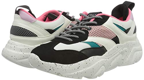 ONLY ONLSANNA-3 PU Chunky Sneaker, Zapatillas para Mujer, Detail:w. Neon Orange White, 37 EU