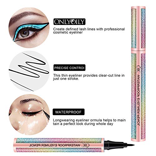 Onlyoily Delineador de ojos a prueba de agua, delineador líquido negro, resistente al agua, antiincrustante, delineador líquido de larga duración