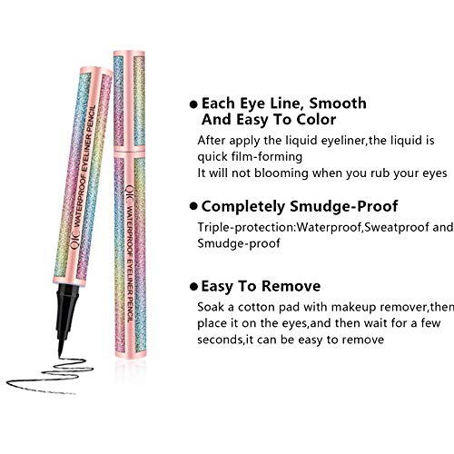 Onlyoily Delineador de ojos a prueba de agua, delineador líquido negro, resistente al agua, antiincrustante, delineador líquido de larga duración
