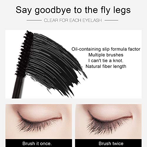Onlyoily Fibra de la pestaña,pestañas máscara,Pestañas de fibra impermeables Máscara de pestañas, Rímel negro engrosado y alargado (02)