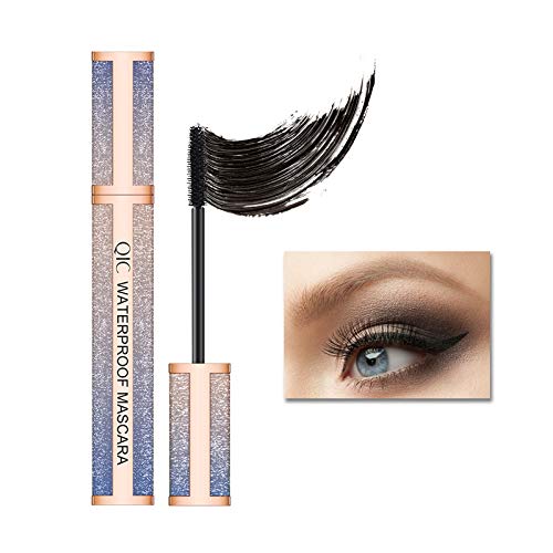 Onlyoily Fibra de la pestaña,pestañas máscara,Pestañas de fibra impermeables Máscara de pestañas, Rímel negro engrosado y alargado (02)