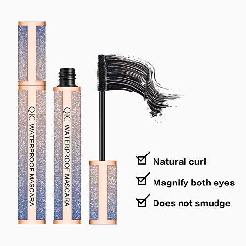 Onlyoily Fibra de la pestaña,pestañas máscara,Pestañas de fibra impermeables Máscara de pestañas, Rímel negro engrosado y alargado (02)