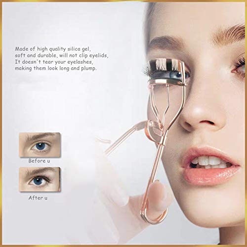 Onlyoily Rizador de pestañas portátil Rizador de pestañas & de plástico Mini Rizador de pestañas con,se adapta a todas las formas de los ojos, Obtenga el rizo perfecto cada vez +1*Esponja Maquillaje