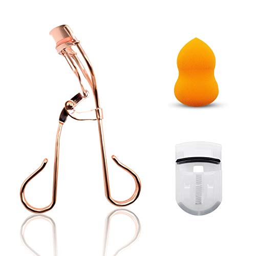 Onlyoily Rizador de pestañas portátil Rizador de pestañas & de plástico Mini Rizador de pestañas con,se adapta a todas las formas de los ojos, Obtenga el rizo perfecto cada vez +1*Esponja Maquillaje