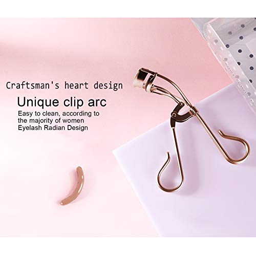 Onlyoily Rizador de pestañas portátil Rizador de pestañas & de plástico Mini Rizador de pestañas con,se adapta a todas las formas de los ojos, Obtenga el rizo perfecto cada vez +1*Esponja Maquillaje