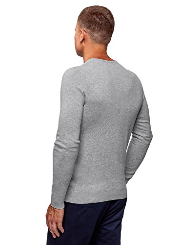 oodji Ultra Hombre Jersey Básico con Cuello Redondo, Gris, ES 46-48 / S