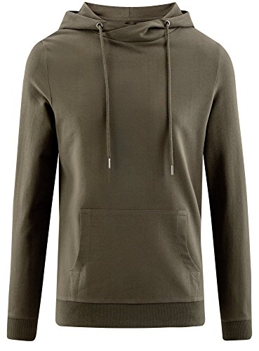 oodji Ultra Hombre Sudadera Básica con Bolsillo, Verde, ES 56 / XL