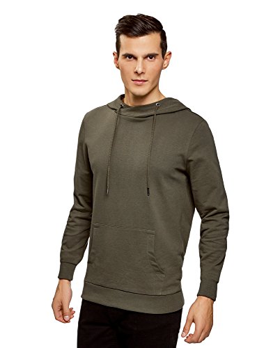 oodji Ultra Hombre Sudadera Básica con Bolsillo, Verde, ES 56 / XL