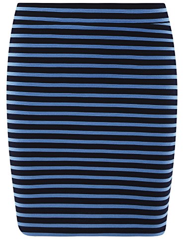 oodji Ultra Mujer Falda Básica de Punto, Azul, ES 36 / XS