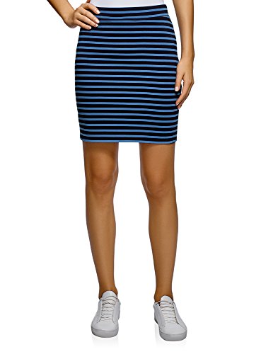 oodji Ultra Mujer Falda Básica de Punto, Azul, ES 36 / XS