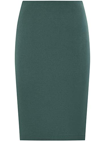oodji Ultra Mujer Falda-Lápiz de Ante Sintético, Verde, ES 36 / XS
