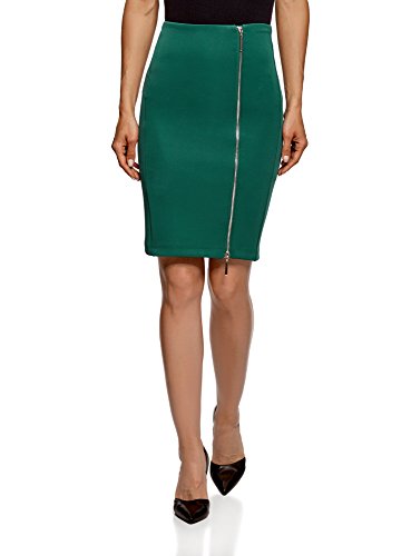 oodji Ultra Mujer Falda Lápiz de Punto con Cremallera, Verde, ES 38 / S