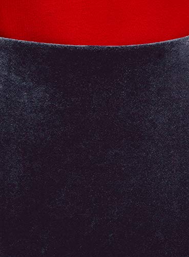 oodji Ultra Mujer Falda Recta de Terciopelo, Azul, ES 34 / XXS