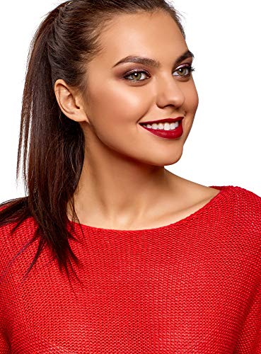 oodji Ultra Mujer Jersey Básico de Manga Corta, Rojo, ES 44 / XL