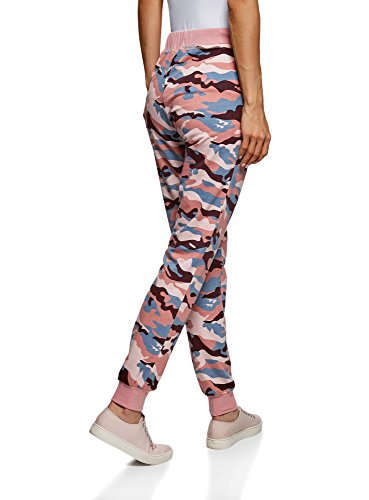 oodji Ultra Mujer Pantalones de Punto con Cordones, Rosa, ES 36 / XS