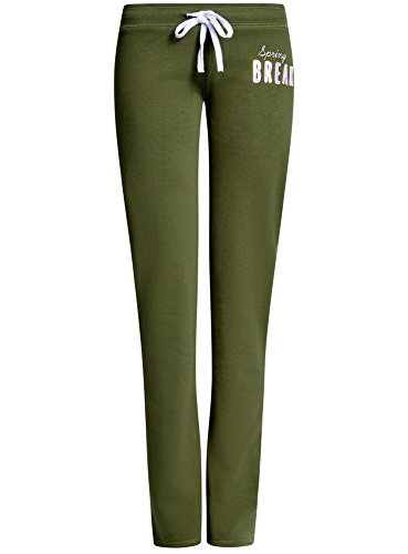 oodji Ultra Mujer Pantalones de Punto con Cordones, Verde, ES 38 / S