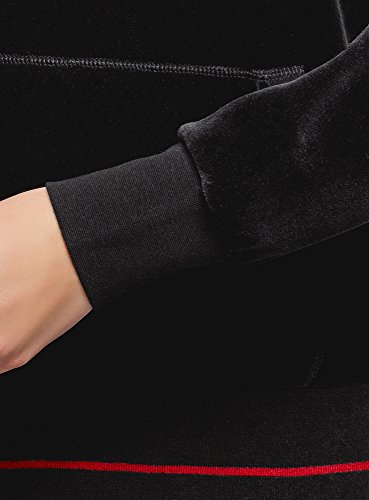 oodji Ultra Mujer Sudadera de Felpa con Bordadi, Negro, ES 38 / S