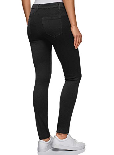 oodji Ultra Mujer Vaqueros Skinny de Tiro Medio, Negro, 29W / 32L