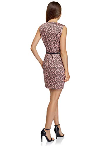 oodji Ultra Mujer Vestido Entallado sin Mangas, Rosa, ES 42 / L