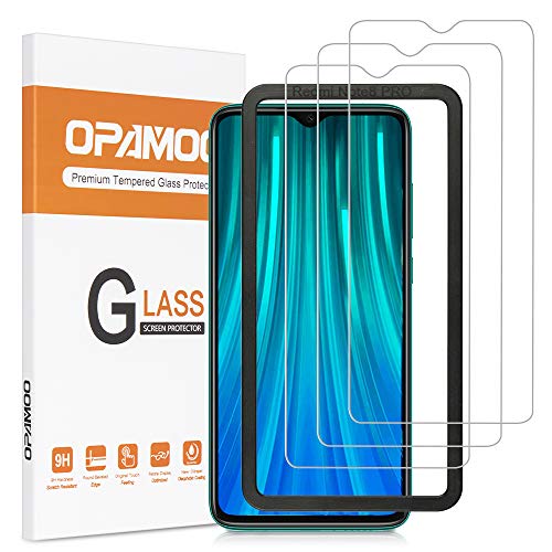 opamoo Protector de Pantalla para Xiaomi Redmi Note 8 Pro, 3 Pack Cristal Templado Xiaomi Redmi Note 8 Pro con marco de alineación Sin Burbujas 9H Dureza Vidrio Templado para Xiaomi Redmi Note 8 Pro