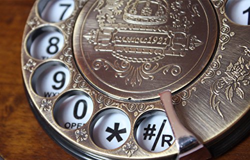 OPIS 1921 Cable - Modelo A - télefono Retro/telefono Fijo Vintage de Madera y Metal con Disco de marcar y Campana metálica