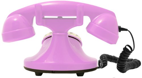 OPIS FunkyFon Cable: Teléfono telefono Fijo Retro con Disco de marcar en el Estilo sinuoso de la década de 1920, con Timbre electrónico Moderno (Rosa)