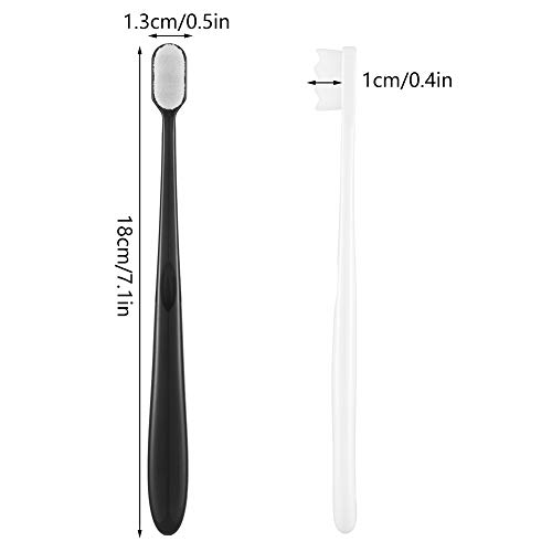 Opopark 4 Piezas de Cepillos de Dientes Suaves Micro y Nano, Cepillos de Dientes Súper Suaves para La Limpieza Profunda de Encías Sensibles Blanco y Negro