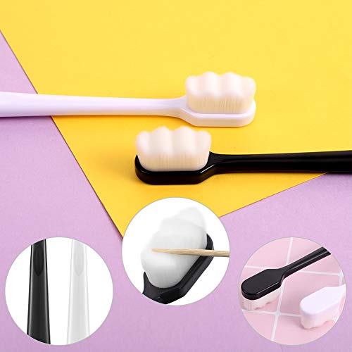 Opopark 4 Piezas de Cepillos de Dientes Suaves Micro y Nano, Cepillos de Dientes Súper Suaves para La Limpieza Profunda de Encías Sensibles Blanco y Negro