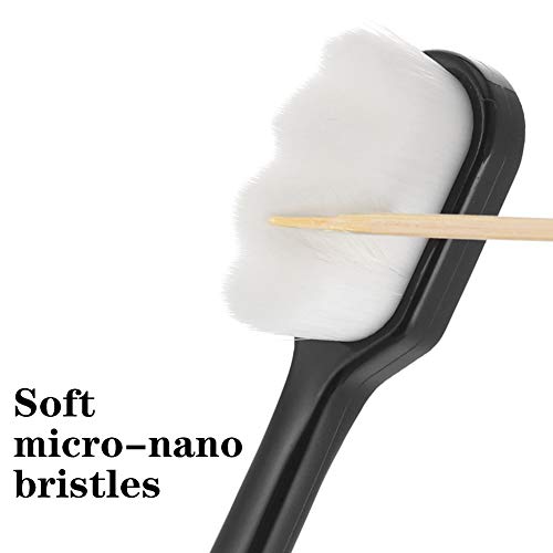 Opopark 4 Piezas de Cepillos de Dientes Suaves Micro y Nano, Cepillos de Dientes Súper Suaves para La Limpieza Profunda de Encías Sensibles Blanco y Negro